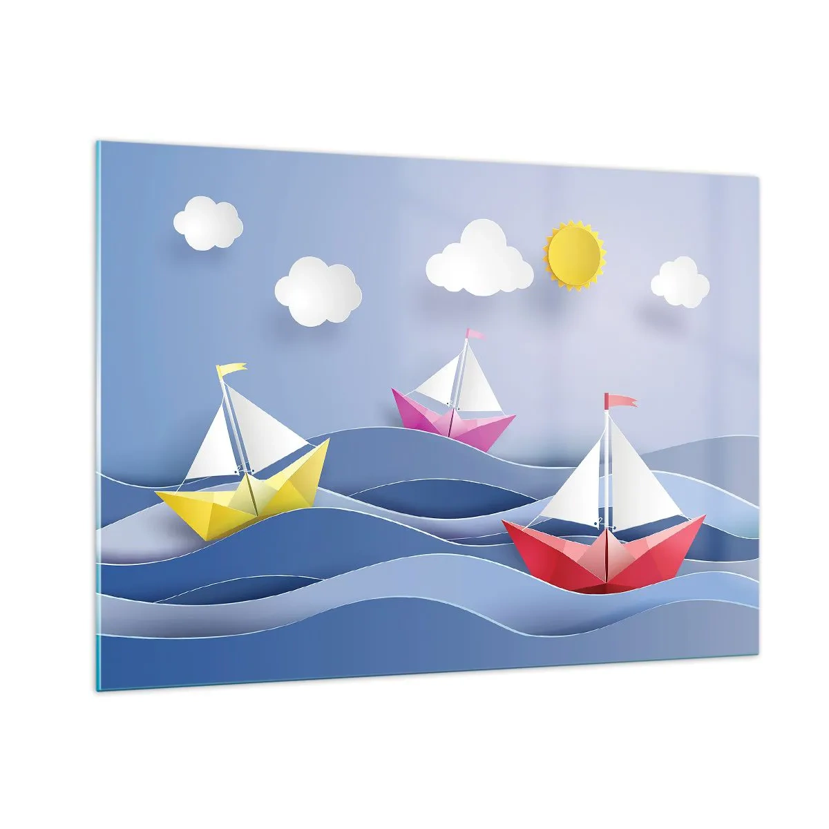 Impression sur verre - Image sur verre - Oh, comme c'est agréable de se balancer dans les vagues - 100x70cm - Ah qu'il est agréable de se balancer dans les vagues - Décoration murale moderne pour le salon et la chambre ARTTOR