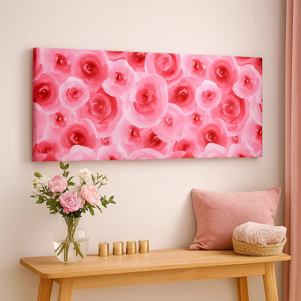 Impression sur toile - Image sur toile - Roses en-haut et en-bas - 30x30 cm