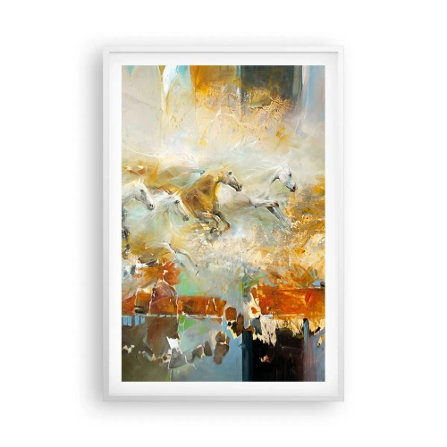 Affiche dans un cadre blanc - Poster - Au galop vers la lumière - 61x91 cm