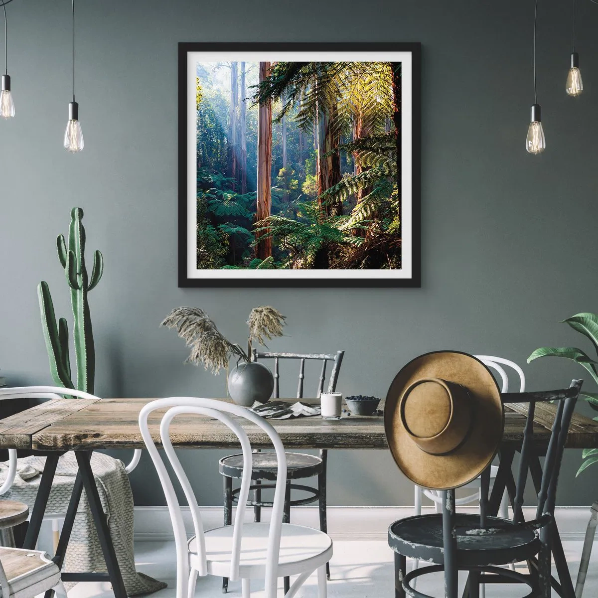 Affiche dans un cadre noir - Poster - Fable de la forêt - 50x50 cm