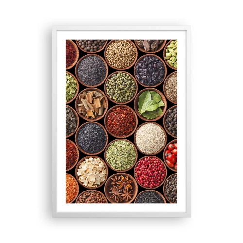 Affiche dans un cadre blanc - Poster - Toutes les saveurs du monde - 50x70 cm