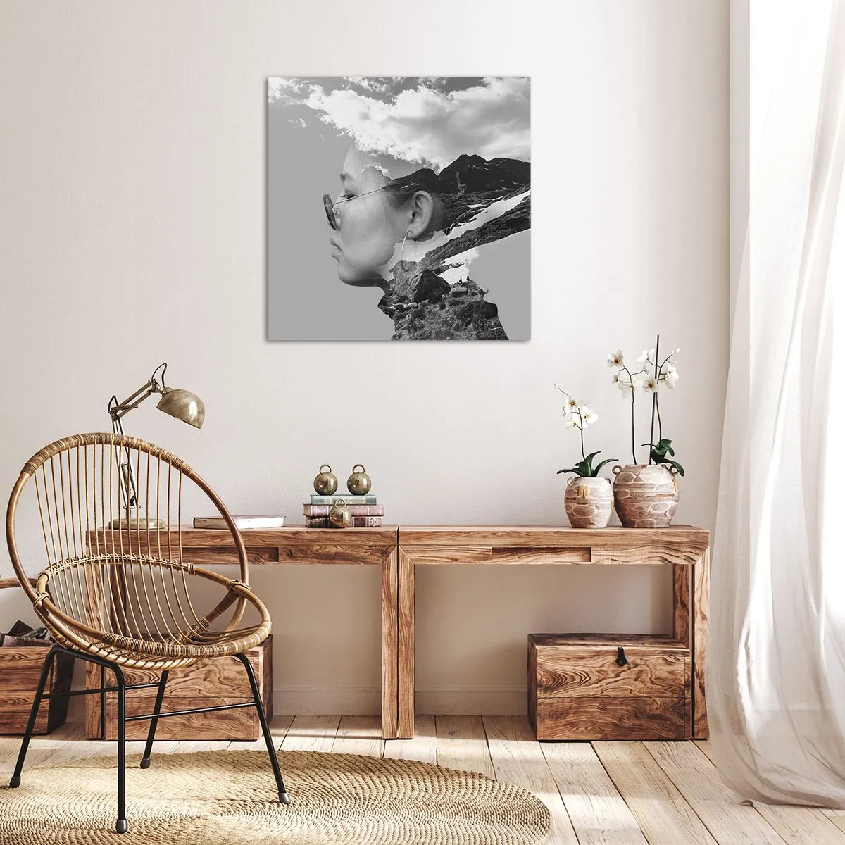 Impression sur toile - Image sur toile - Portrait de montagnes et nuages - 30x30 cm