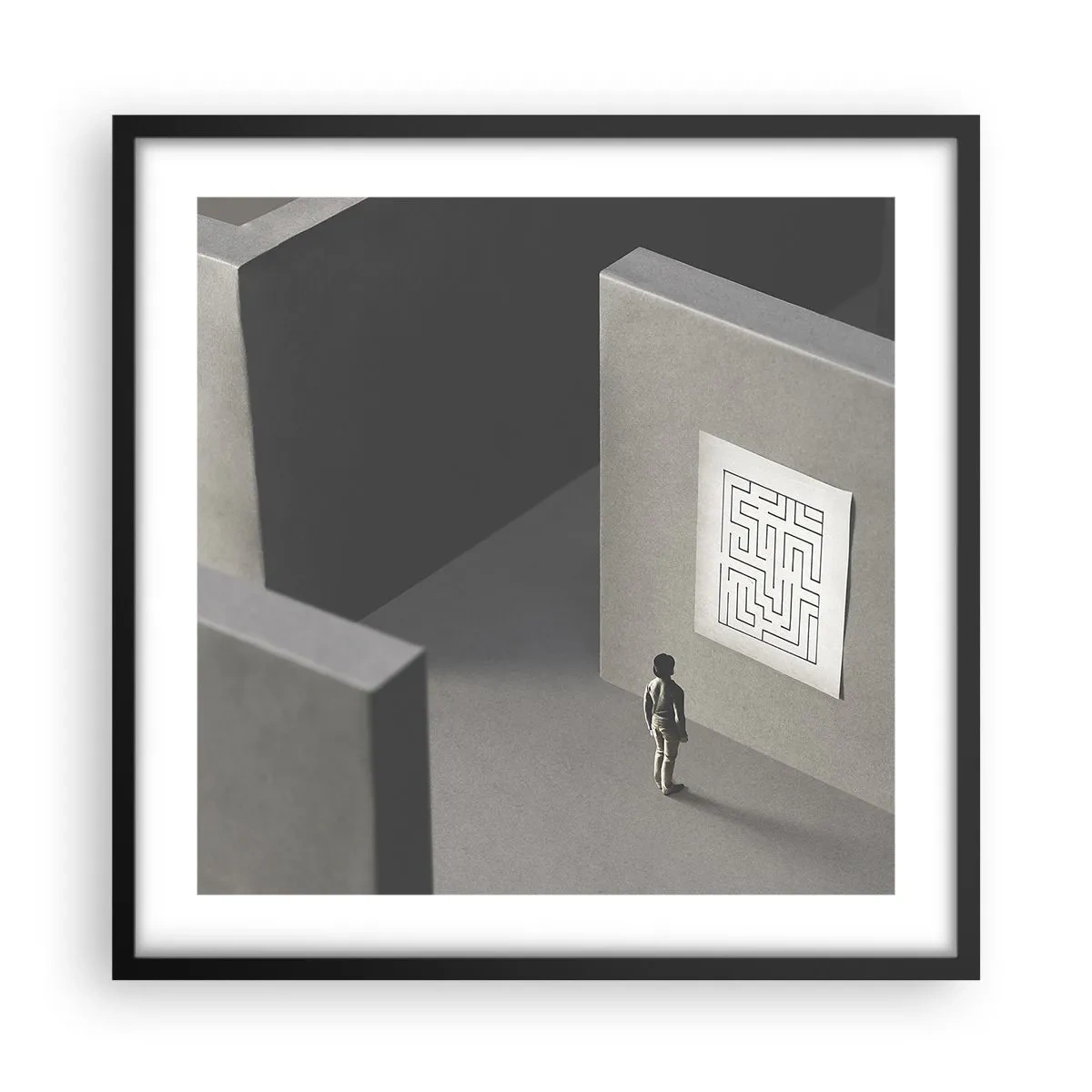 Affiche dans un cadre noir - Poster - Mais où suis-je? - 50x50 cm