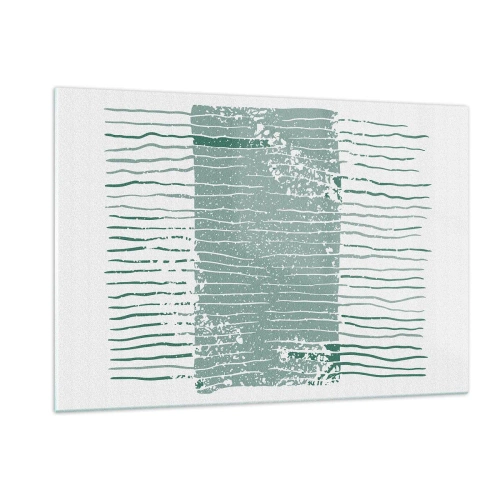 Impression sur verre - Image sur verre - Les lignes horizontales de la mer avec un effet vieilli créent une structure abstraite - 120x80cm - Abstraction de la mer - Décoration murale moderne pour le salon et la chambre ARTTOR