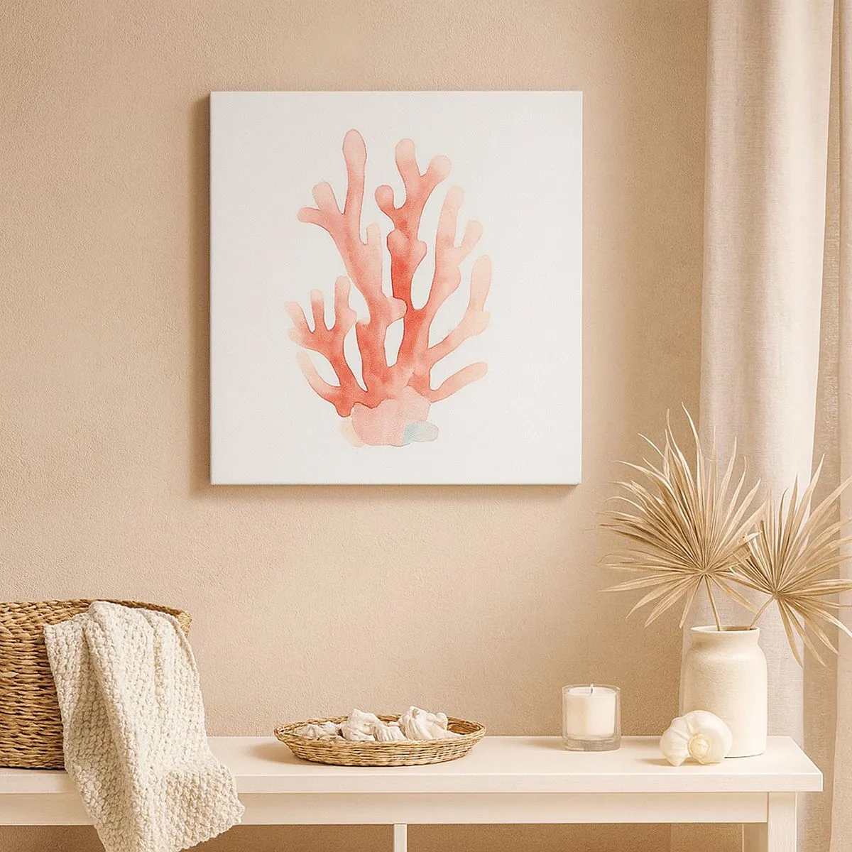 Impression sur toile - Image sur toile - Corail couleur corail - 30x30 cm