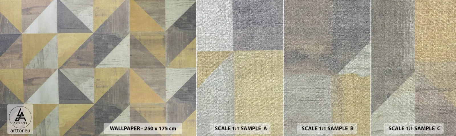 Échantillon de Papier Peint Premium Canvas - Suivant l'angle du triangle - Abstraction, Morceau, Triangles - 100x30 cm