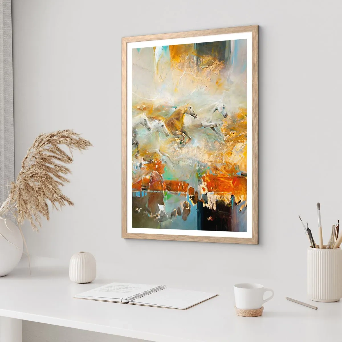 Affiche dans un chêne clair - Poster - Au galop vers la lumière - 61x91 cm