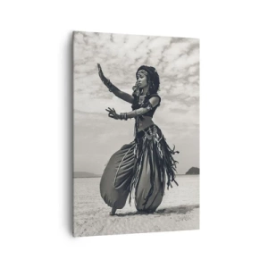 Impression sur toile - Image sur toile - Danseuse exotique sur fond de désert - 70x100cm - Danse des îles du sud - Décoration murale moderne pour le salon et la chambre ARTTOR