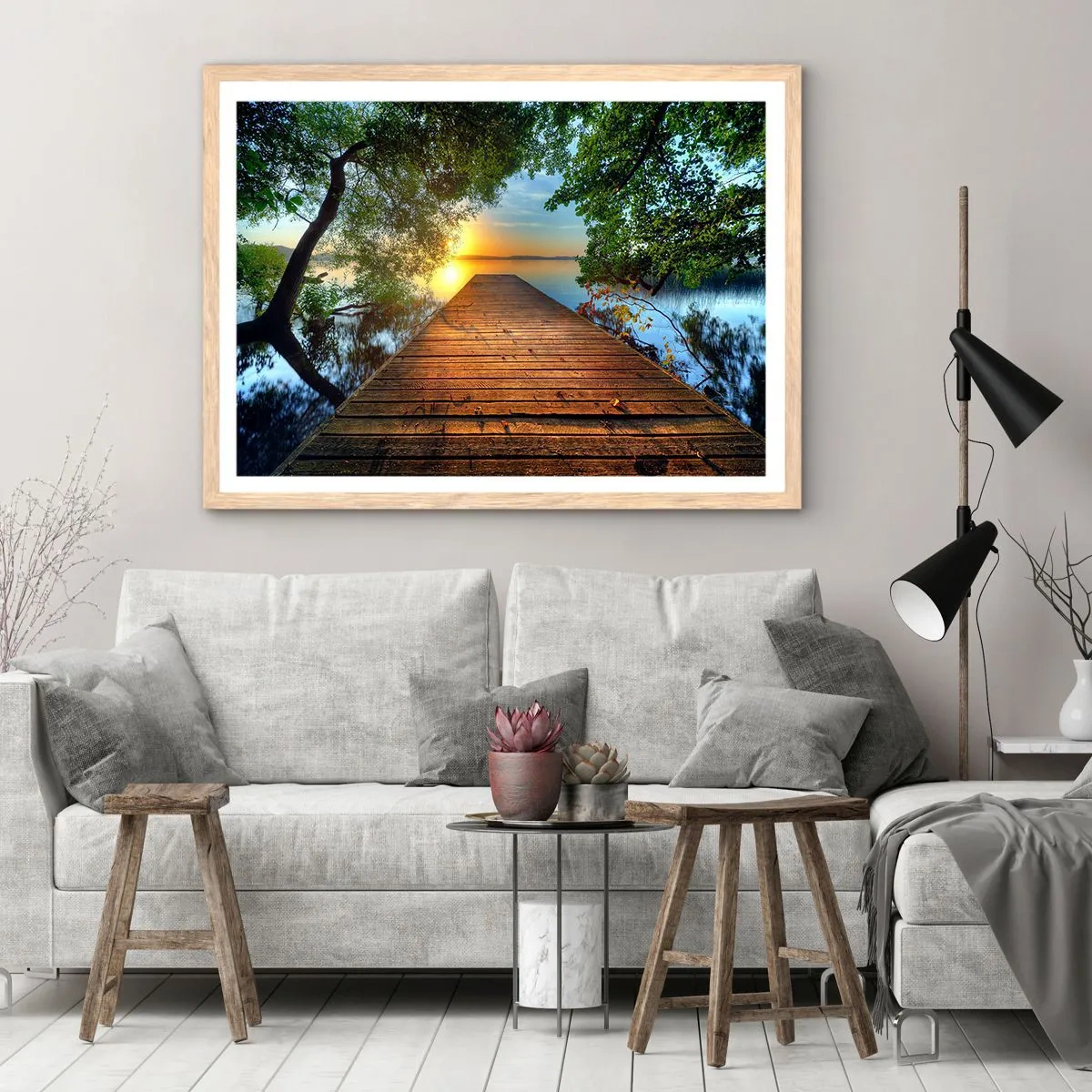 Affiche dans un chêne clair - Poster - Prenez votre temps, asseyez-vous - 50x40 cm