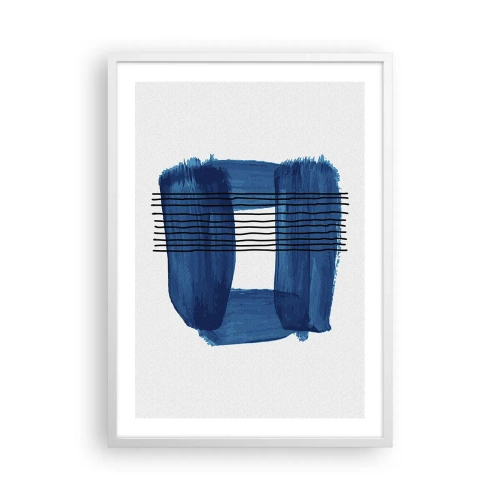 Affiche dans un cadre blanc - Poster - Composition noire-bleue - 50x70 cm