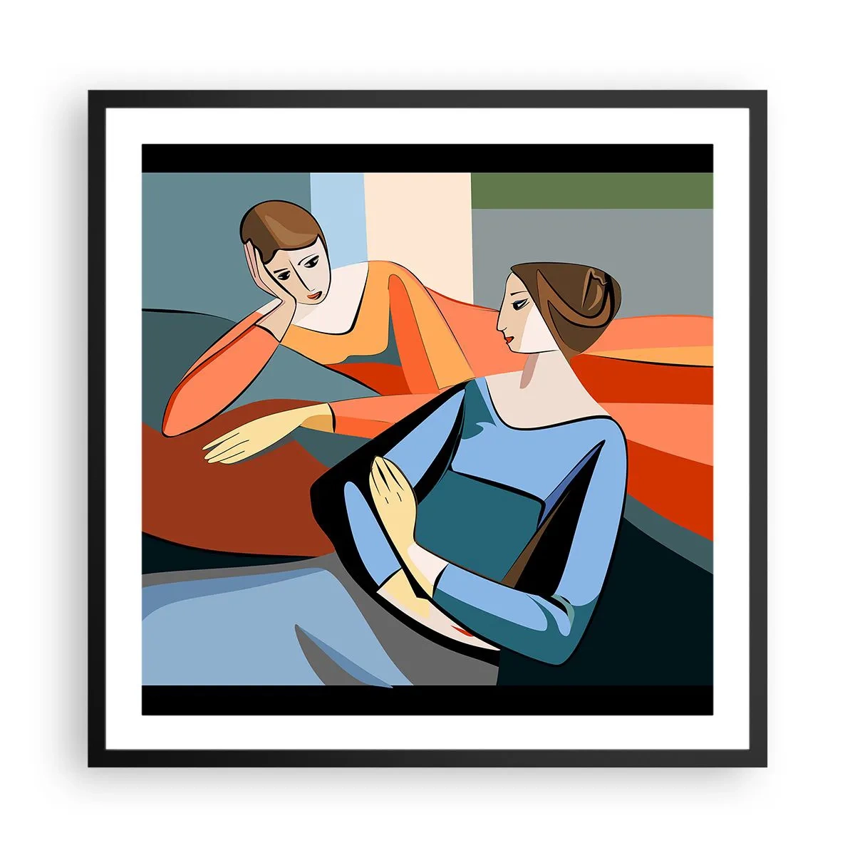 Affiche dans un cadre noir - Poster - Un moment de confiance - 60x60 cm