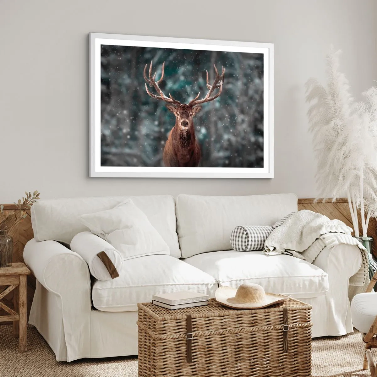 Affiche dans un cadre blanc - Poster - Roi de la forêt couronné - 40x30 cm