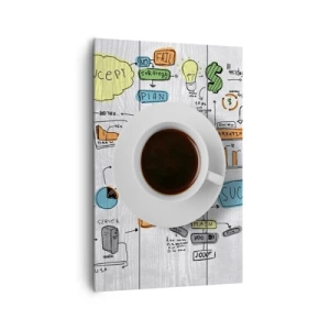 Impression sur toile - Image sur toile - Une tasse de café sur fond de dessin conceptuel - 80x120cm - Il est temps de faire une pause - Décoration murale moderne pour le salon et la chambre ARTTOR