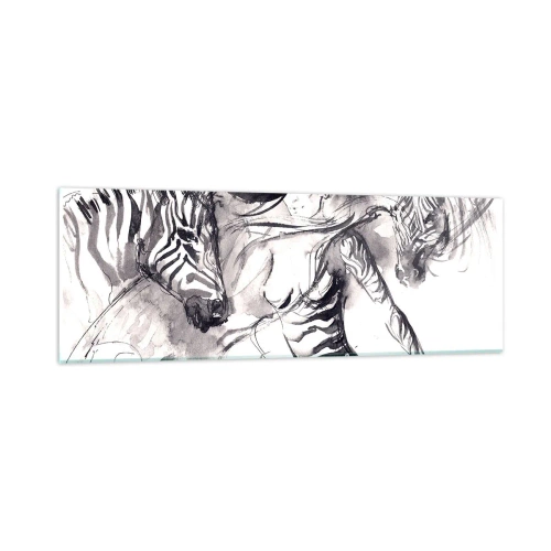 Impression sur verre - Image sur verre - Danse avec les zèbres - 90x30 cm