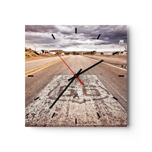 Horloge murale - Pendule murale - Route 66 dans un climat désertique avec un ciel pittoresque - 30x30cm - Mother Road - une légende américaine - Décoration murale moderne pour le salon et la chambre ARTTOR