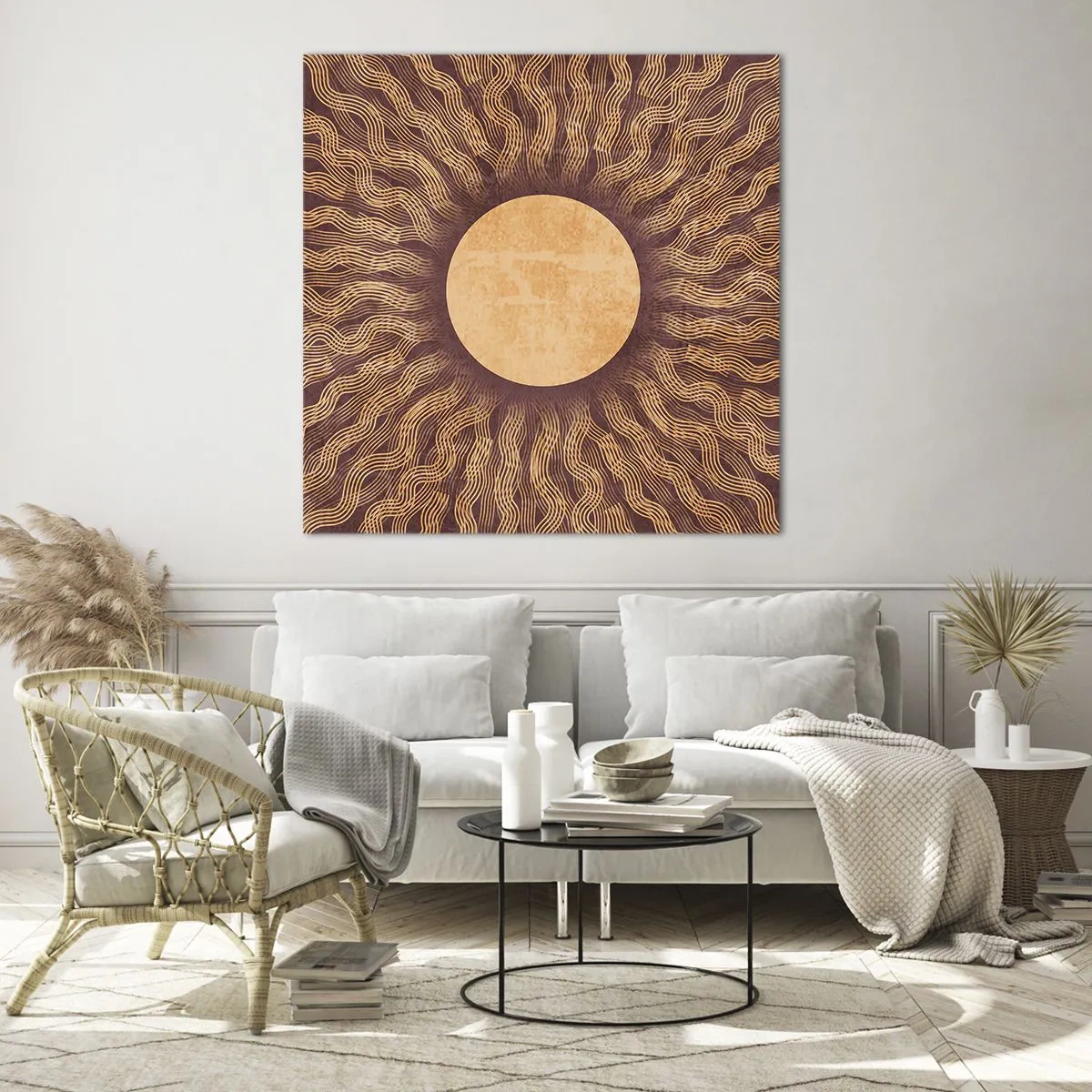 Impression sur verre - Image sur verre - Icône du soleil - 60x60 cm