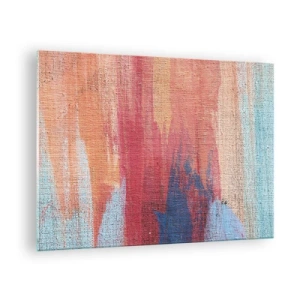 Impression sur verre - Image sur verre - Des traces de peinture colorées sur la structure de la toile - 70x50cm - Ecoulement de l'arc-en ciel - Décoration murale moderne pour le salon et la chambre ARTTOR