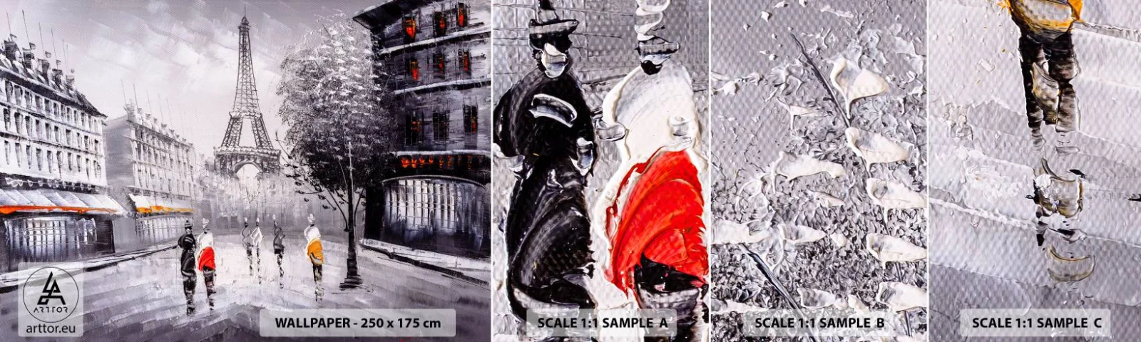 Échantillon De Papier Peint Standard Eco - Balade parisienne - Ville, Paris, tour Eiffel - 100x30 cm