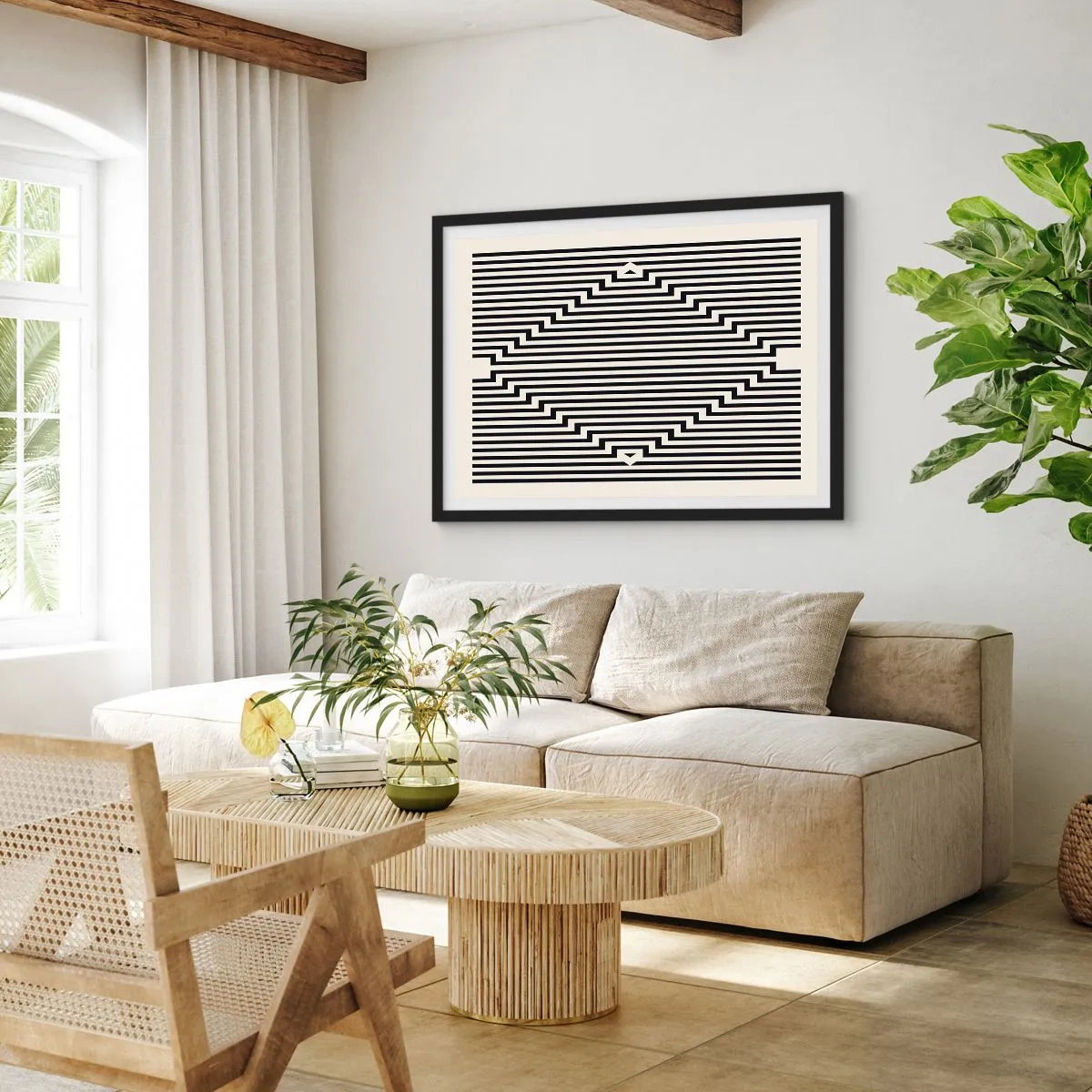 Affiche dans un cadre noir - Poster - Illusion géométrique - 91x61 cm
