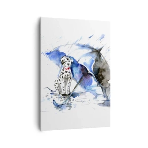 Impression sur toile - Image sur toile - Aquarelle représentant un chien dalmatien avec un parapluie en arrière-plan - 70x100cm - C'est à ça que sert un ami - Décoration murale moderne pour le salon et la chambre ARTTOR