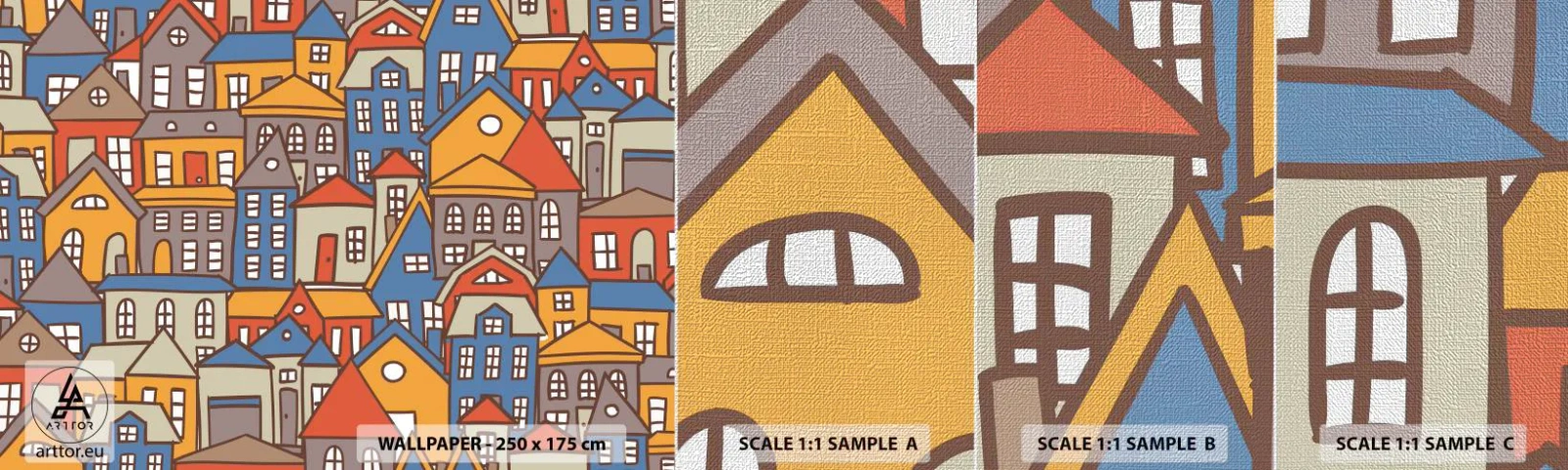 Échantillon de Papier Peint Premium Canvas - Derrière la maison, une maison - Ville, Architecture, Vieille ville - 100x30 cm