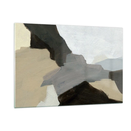 Impression sur verre - Image sur verre - Une composition abstraite moderne dans des tons de gris - 120x80cm - Abstraction : le carrefour du gris - Décoration murale moderne pour le salon et la chambre ARTTOR