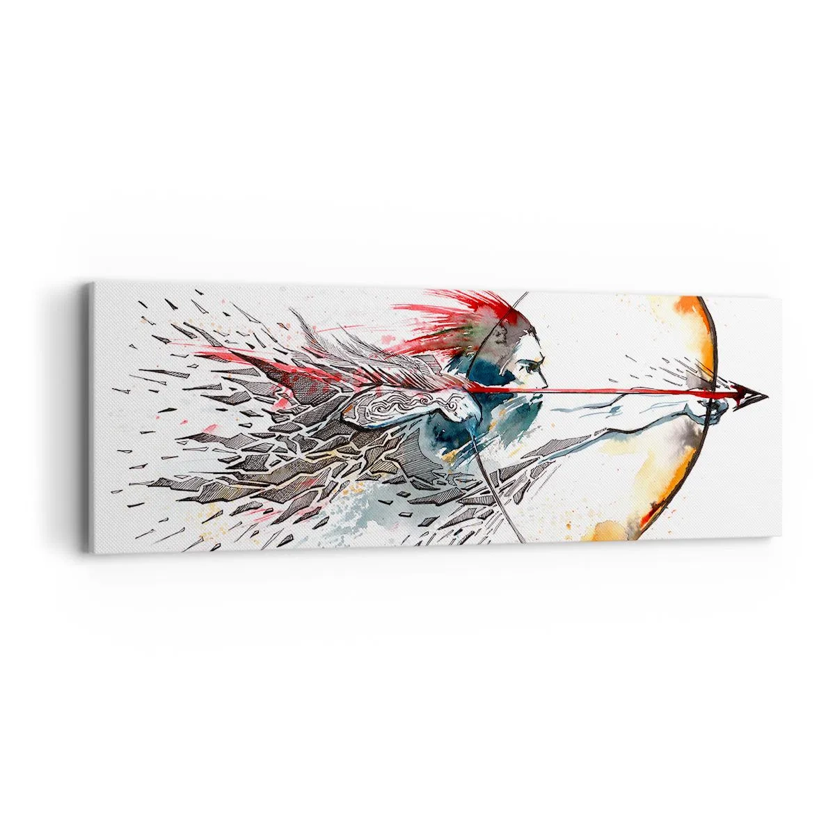 Impression sur toile - Image sur toile - Guerrier mythique avec un arc de feu - 90x30 cm