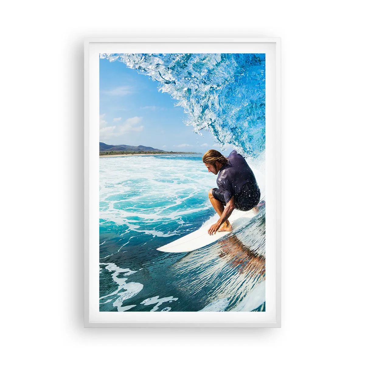 Affiche dans un cadre blanc - Poster - Danse avec les vagues - 61x91 cm