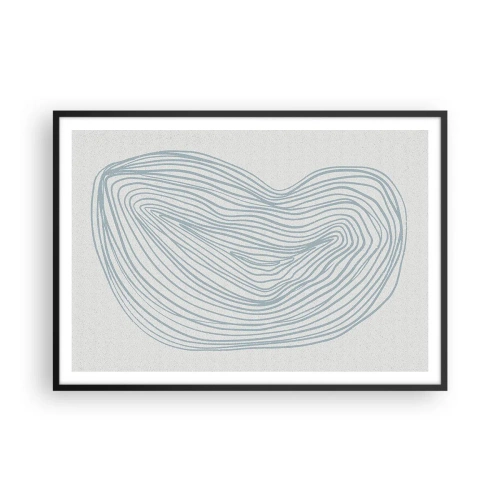 Affiche dans un cadre noir - Poster - Motif de vague abstrait en bleu délicat - 100x70cm - Une goutte de sourire - Décoration murale moderne pour le salon et la chambre ARTTOR