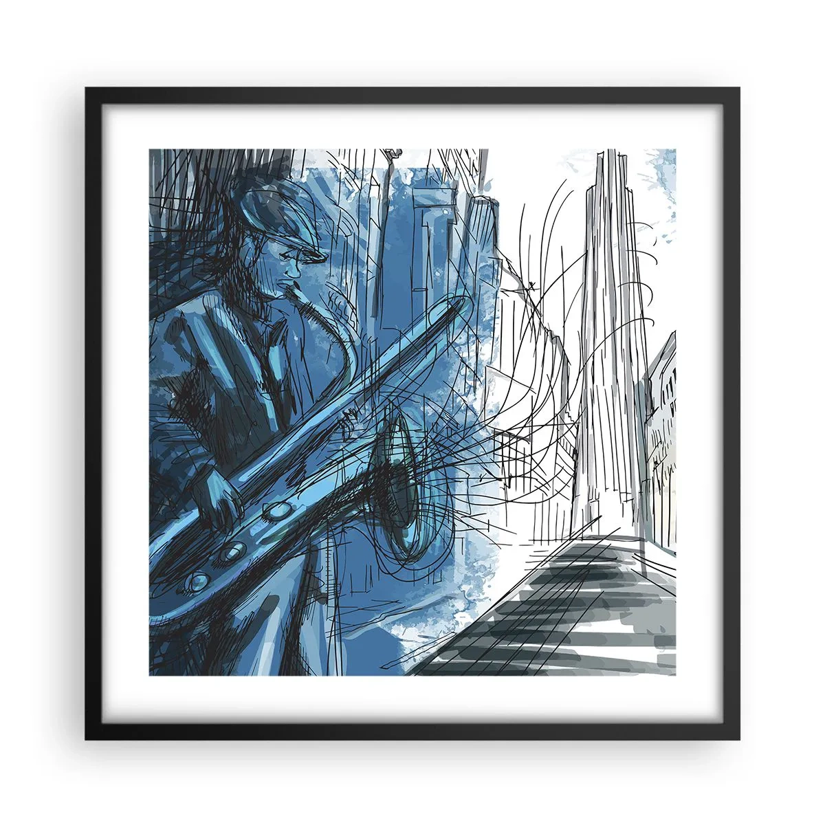 Affiche dans un cadre noir - Poster - Rhapsodie urbaine - 50x50 cm