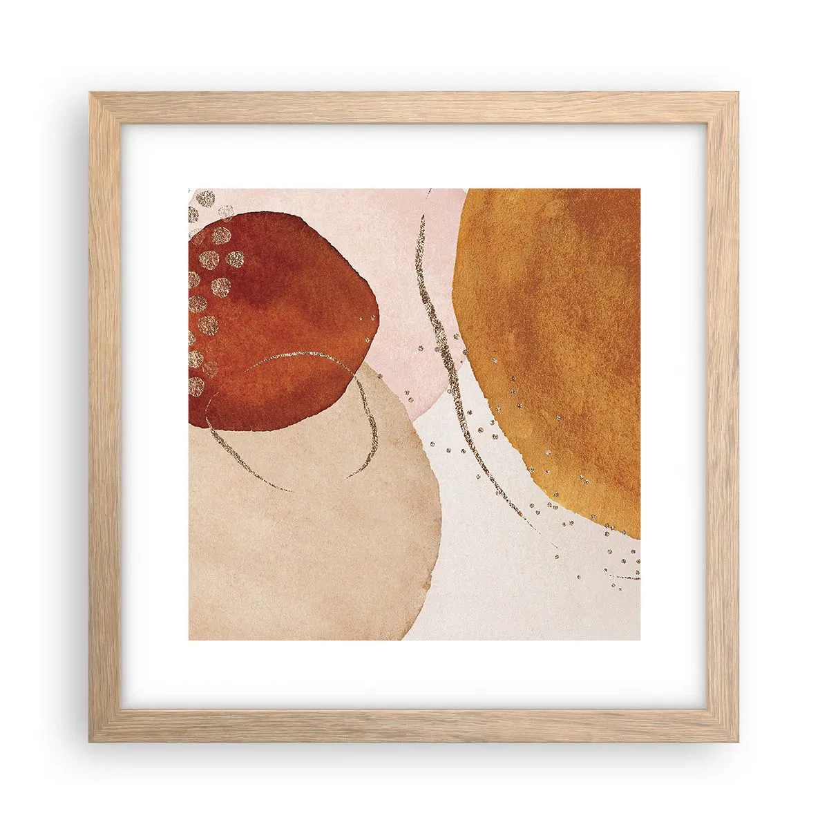 Affiche dans un chêne clair - Poster - Rondeur et mouvement - 30x30 cm