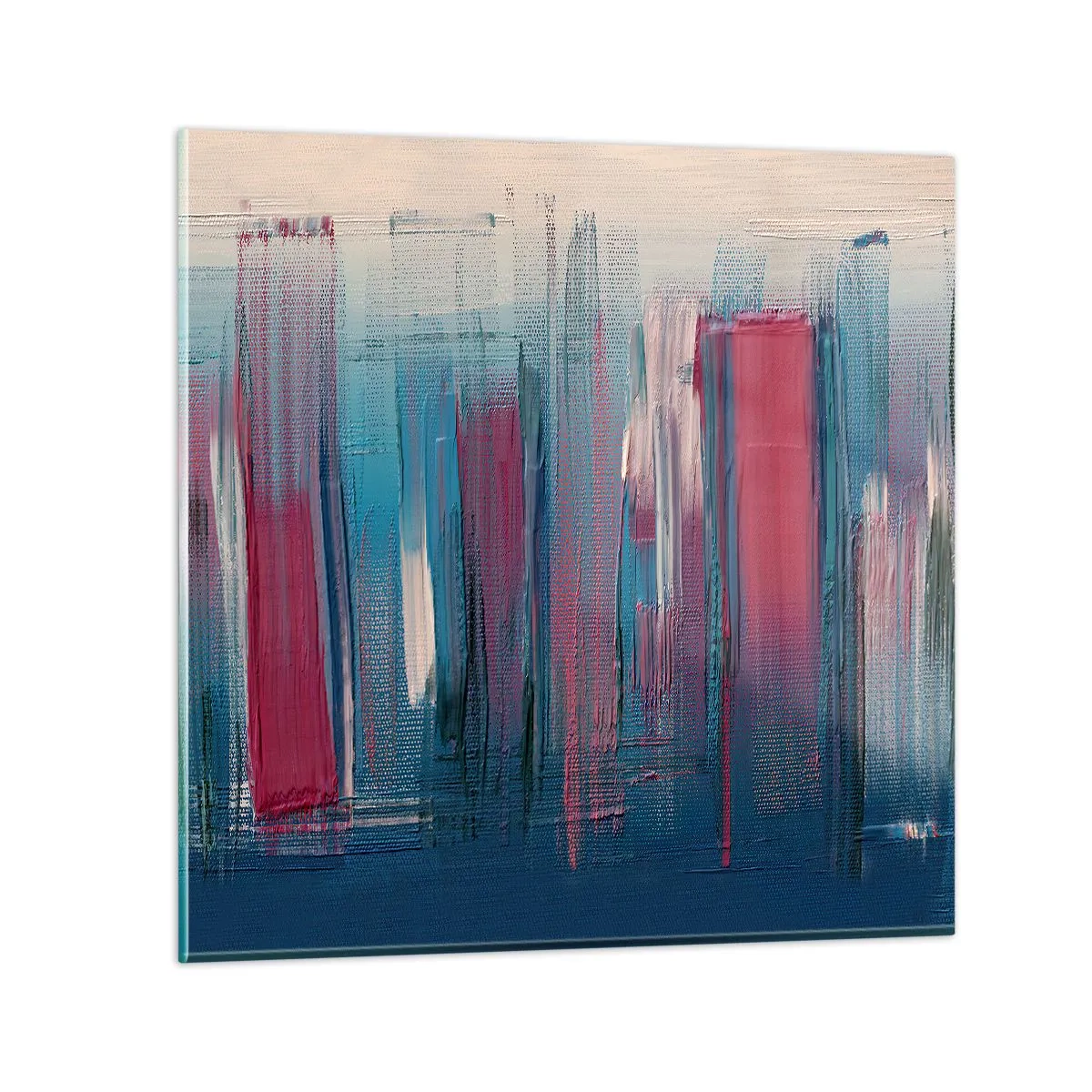 Impression sur verre - Image sur verre - Composition verticale en bleu et rouge - 30x30 cm