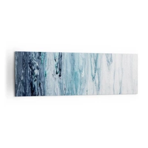 Impression sur toile - Image sur toile - Des stries bleues et blanches abstraites ressemblant à des glaçons - 160x50cm - Une glace bleue - Décoration murale moderne pour le salon et la chambre ARTTOR