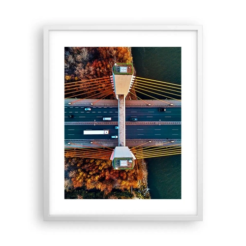 Affiche dans un cadre blanc - Poster - Au dessus de l'eau et de la forêt - 40x50 cm