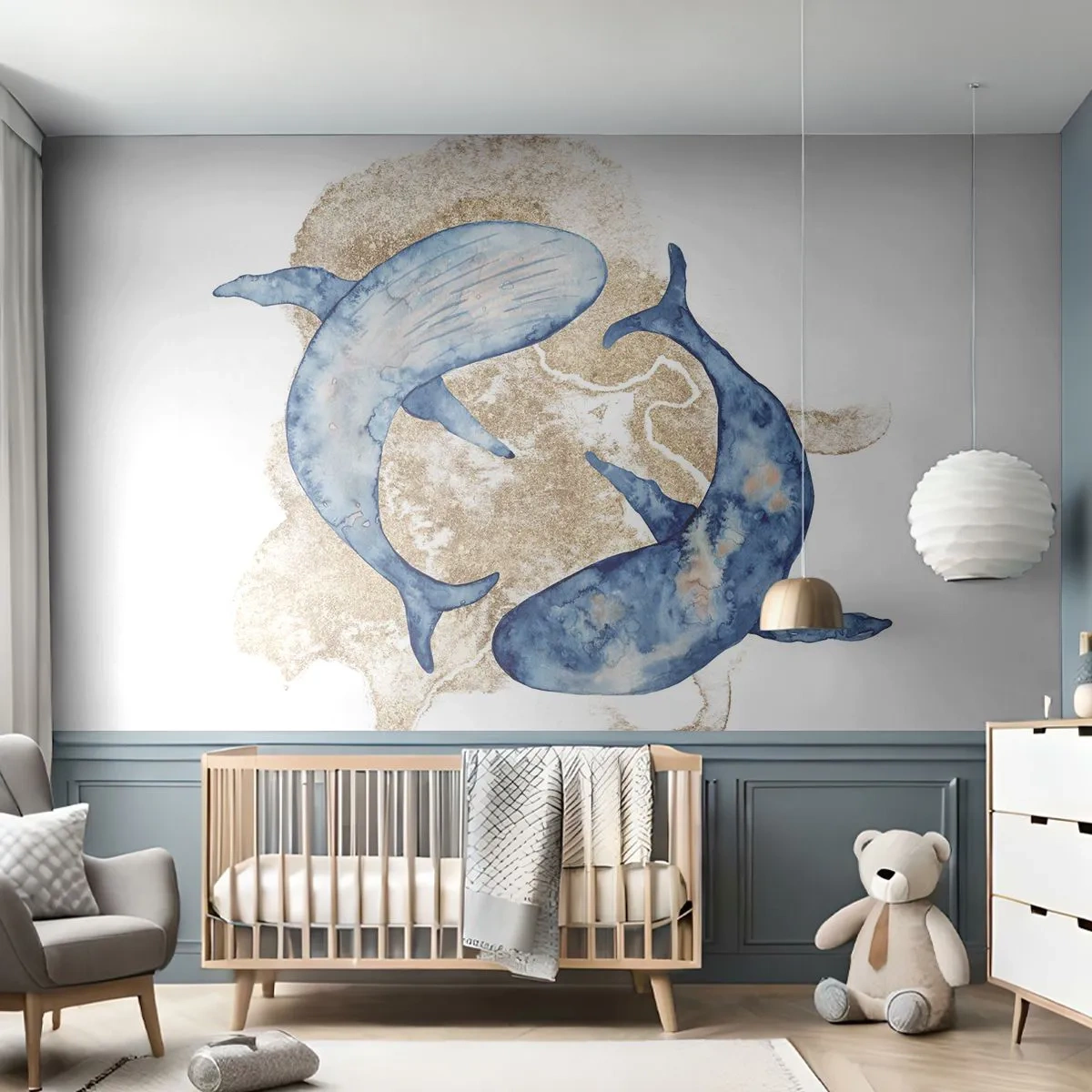 Papier Peint Autocollant Deluxe Sticker - Amis ou amoureux? - dauphins, Abstraction, Morceau - 150x105 cm