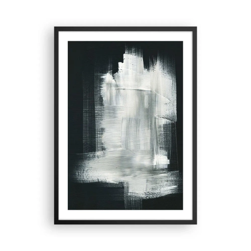 Affiche dans un cadre noir - Poster - Composition abstraite en blanc sur fond sombre - 50x70cm - Tissé à la verticale et à l'horizontale - Décoration murale moderne pour le salon et la chambre ARTTOR
