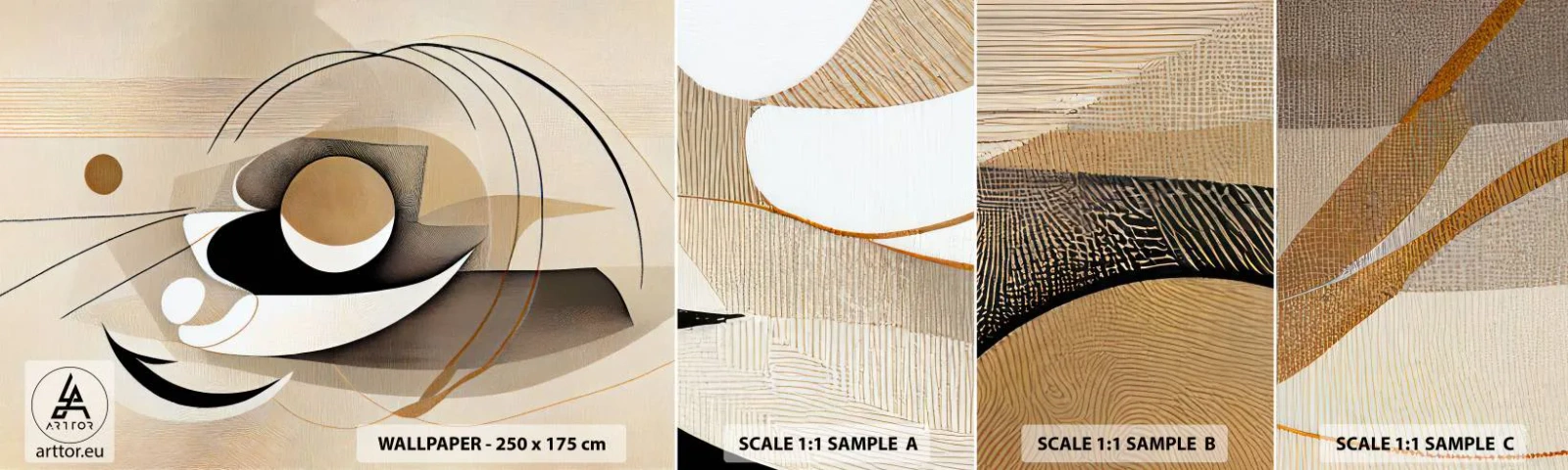 Échantillon de Papier Peint Autocollant Deluxe Sticker - Composition : l'essence des choses - Abstraction, Moderne, Morceau - 100x30 cm