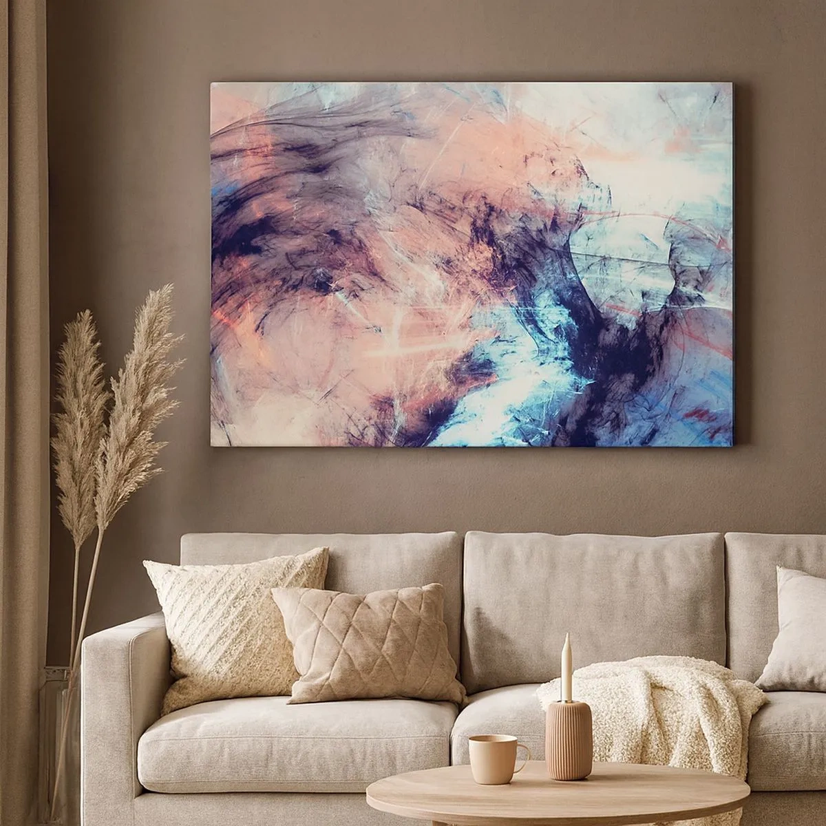 Impression sur toile - Image sur toile - Composition abstraite aux tons pastel et sombres - 70x50cm - Sentir le vent - Décoration murale moderne pour le salon et la chambre ARTTOR