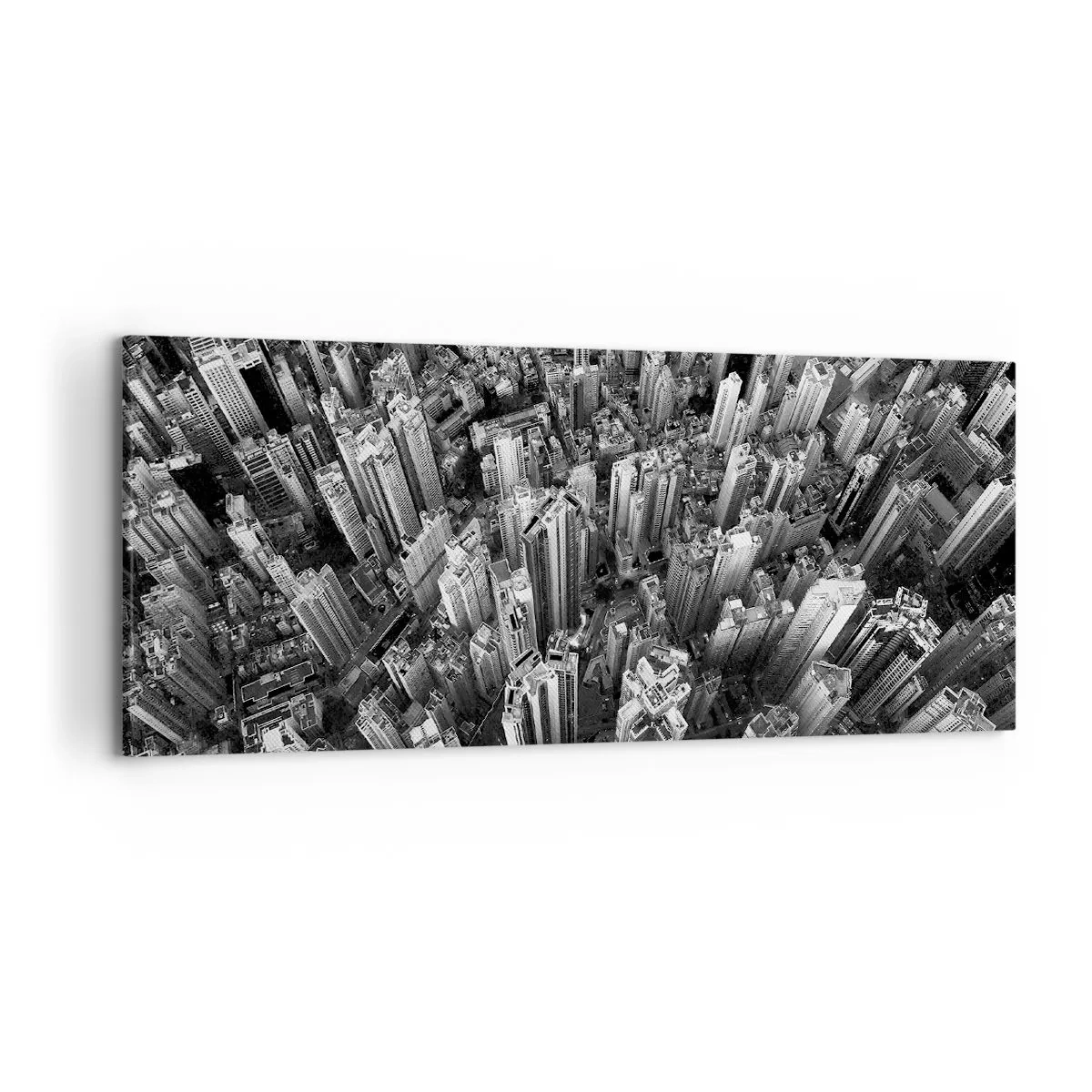 Impression sur toile - Image sur toile - Vue aérienne de la ville en noir et blanc - 120x50cm - Toujours de plus en plus haut - Décoration murale moderne pour le salon et la chambre ARTTOR
