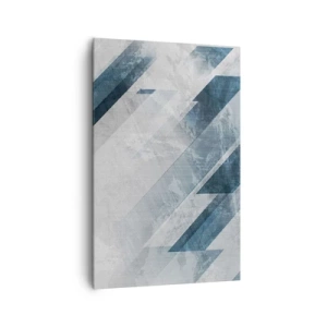 Impression sur toile - Image sur toile - Lignes abstraites dans des tons de gris et de bleu - 80x120cm - Composition spatiale - mouvement gris - Décoration murale moderne pour le salon et la chambre ARTTOR