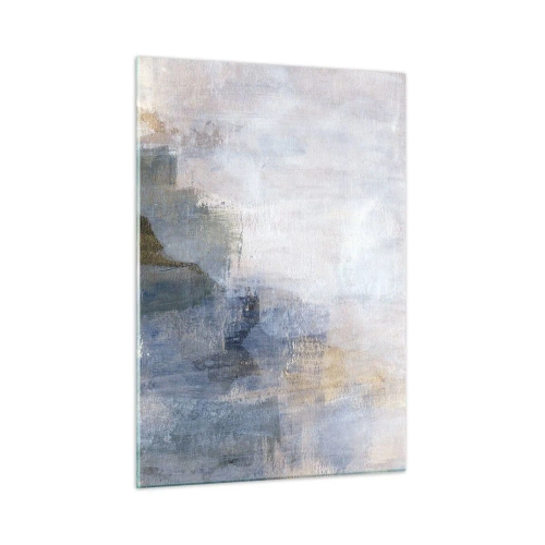 Impression sur verre - Image sur verre - Une composition abstraite dans des tons bleus et beiges froids. - 50x70cm - Tonalités et accords de couleur - Décoration murale moderne pour le salon et la chambre ARTTOR