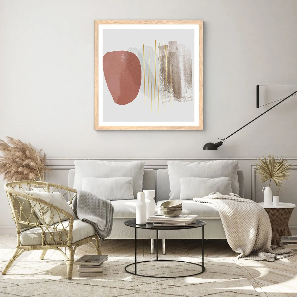 Affiche dans un chêne clair - Poster - Colonnade abstraite - 60x60 cm