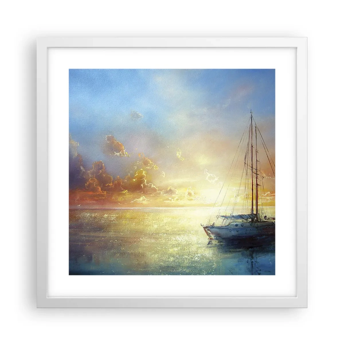Affiche dans un cadre blanc - Poster - Dans une baie dorée - 40x40 cm