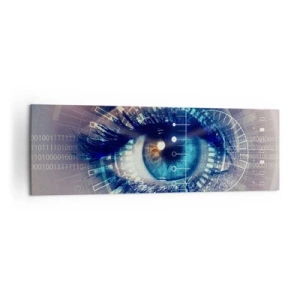 Impression sur toile - Image sur toile - Un œil technologique avec une interface futuriste - 160x50cm - Tu penses que tu me connais - Décoration murale moderne pour le salon et la chambre ARTTOR