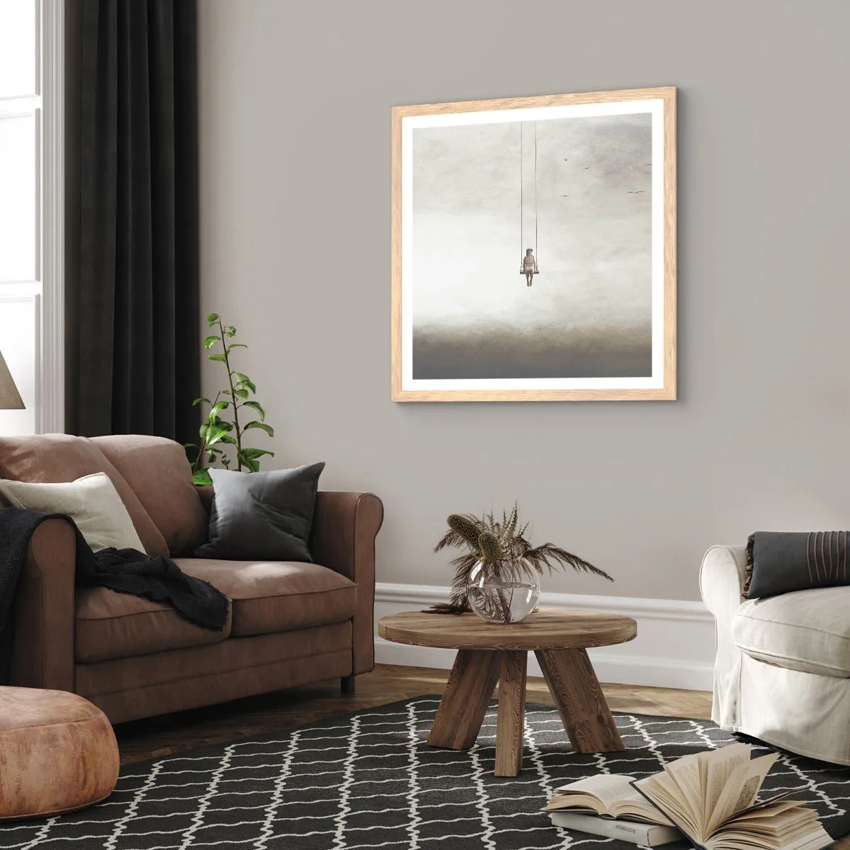 Affiche dans un chêne clair - Poster - Enfant en nous - 40x40 cm