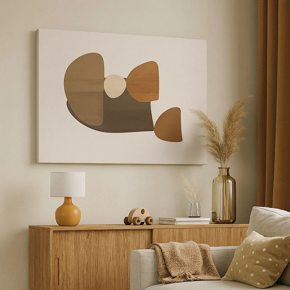 Impression sur toile - Image sur toile - Composition abstraite dans les tons marron et beige - 70x50cm - Composition de marrons - Décoration murale moderne pour le salon et la chambre ARTTOR