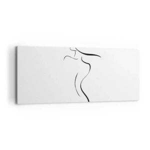 Impression sur toile - Image sur toile - Contour minimaliste d'une silhouette féminine sur fond blanc - 120x50cm - Insaisissable comme une vague - Décoration murale moderne pour le salon et la chambre ARTTOR