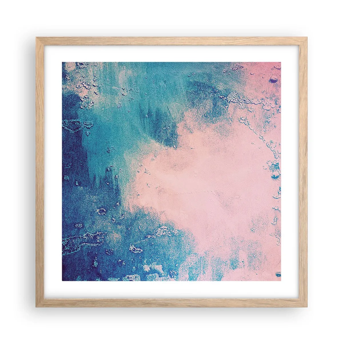 Affiche dans un chêne clair - Poster - Etreintes bleues - 50x50 cm
