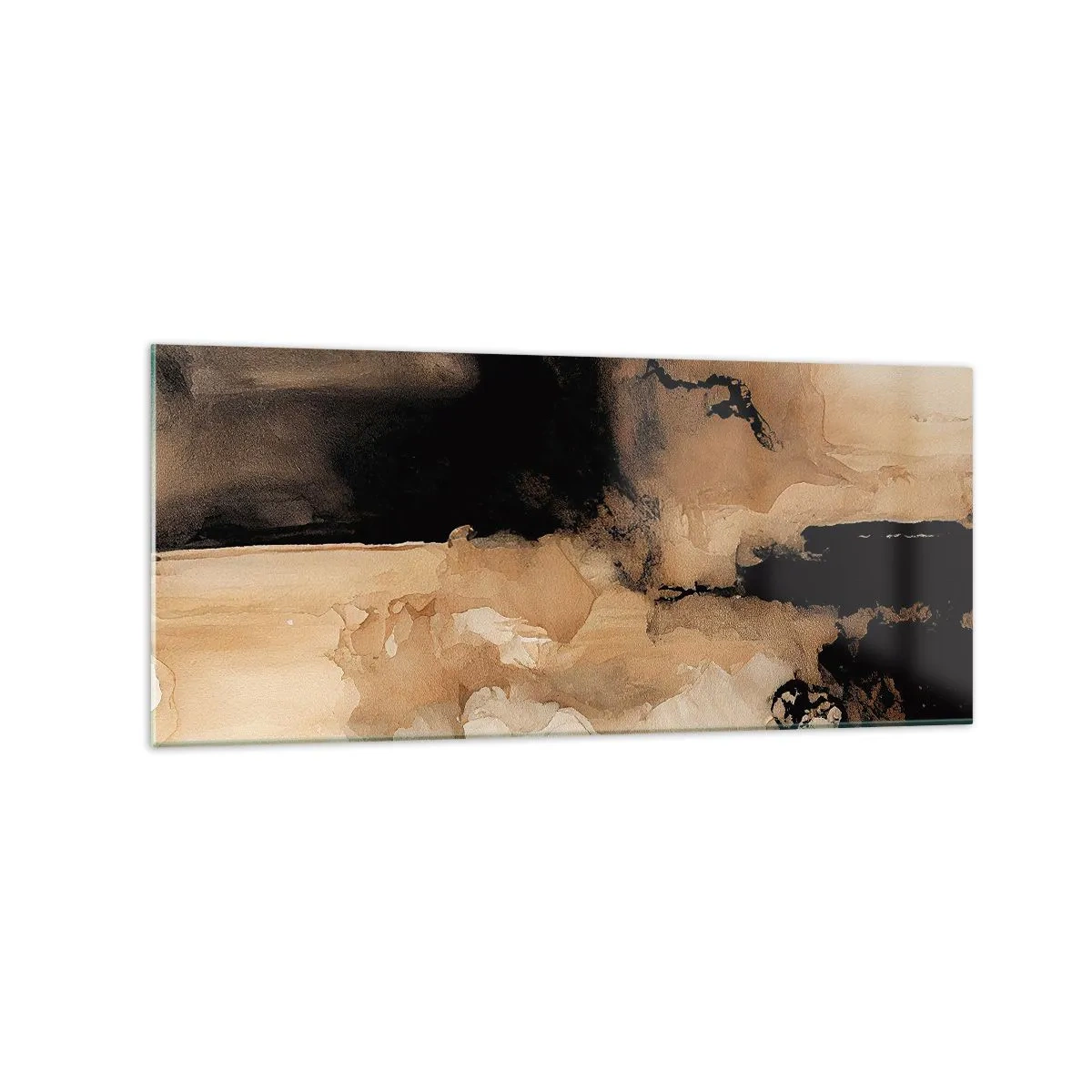 Impression sur verre - Image sur verre - Composition abstraite dans les tons de marron et de noir - 120x50cm - Une abstraction intrigante - Décoration murale moderne pour le salon et la chambre ARTTOR