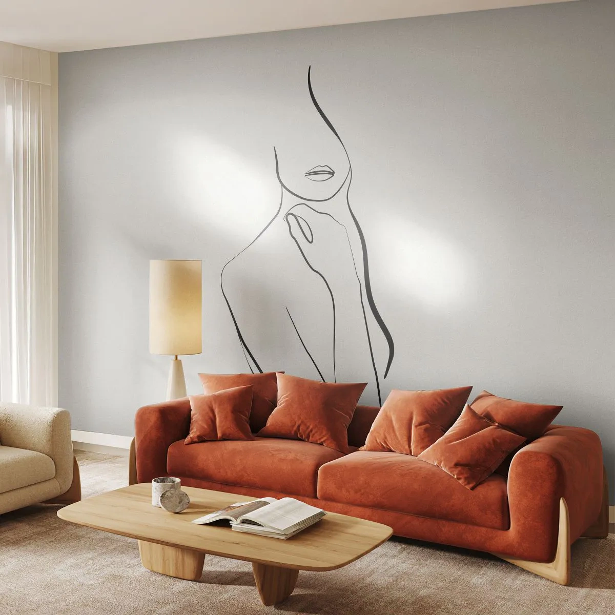Papier peint sur mesure Premium Canvas - Vague de mélancolie - Abstraction, Le corps de la femme, Graphique